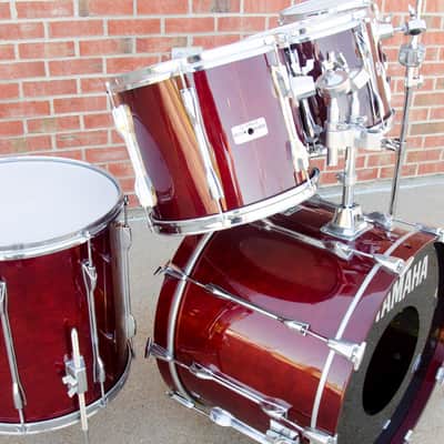 1989 Yamaha Recording Custom 5 Piece Shell Pack - Wine Red 10, 12, 13, 16, 22" image 5