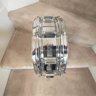 Rogers Vintage 7 line Dynasonic chrome over brass snare drum 1963/64 Cleveland SN 5244! image 5