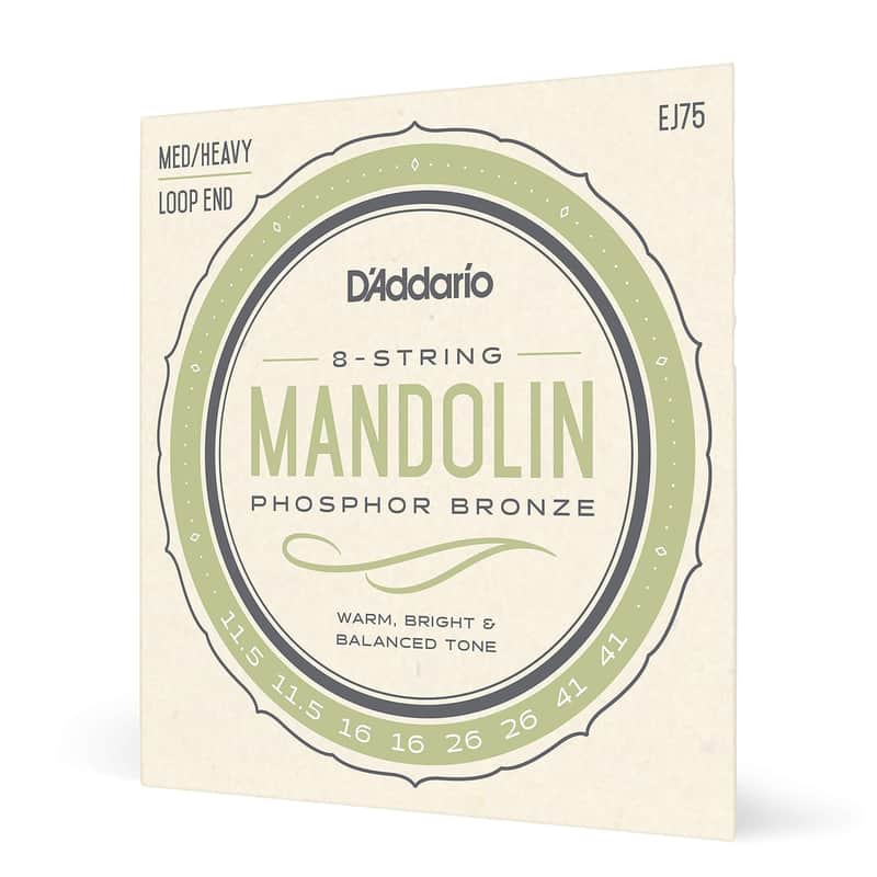 D'Addario Mandolin Strings, Phosphor Bronze, EJ75, Medium/Heavy Gauge 11.5-41, 8-String Set, Pack of 1 image 1