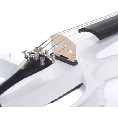 Cecilio CEVN-2W Style 2 Silent Electric Solid Wood Violin with Ebony Fittings - Metallic Pearl White, Size 4/4 image 2