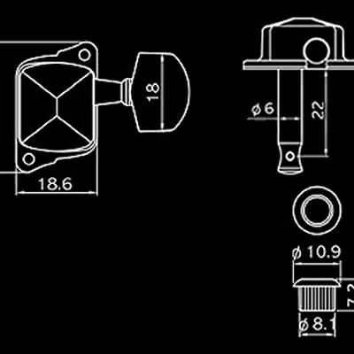 Guitar Parts Economy COVERED Style - 6 In Line - TUNERS SET - Black image 2