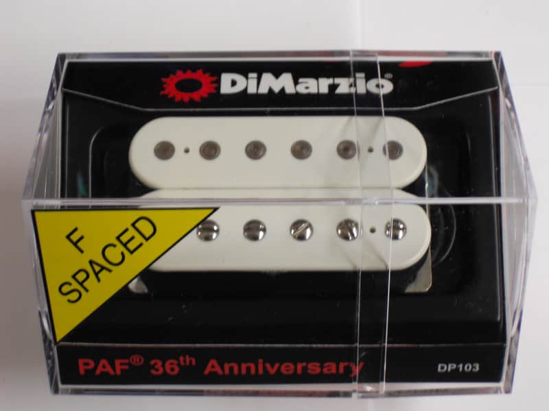 DiMarzio F-spaced PAF 36th Anniversary Neck Humbucker White W/Chrome Poles DP 103. image 1