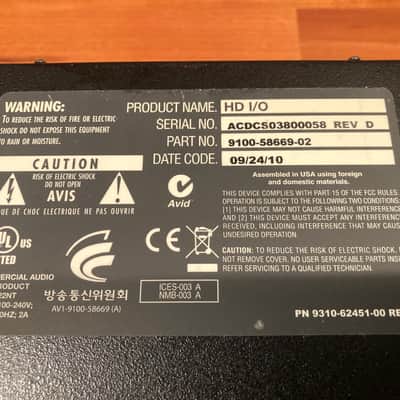Avid HD/IO Digital Interface REV D- Mint Condition from orig. owner- LAST ONE! image 10