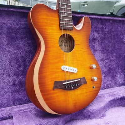 CLIP SAE-580 Travel Silent Guitar Yellow Flame Brown Burst image 2