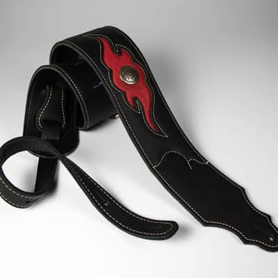 Franklin Strap 3" Premium Leather Sculpted Guitar Strap - Black/Red image 1