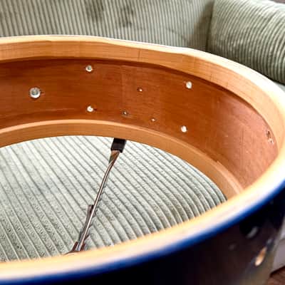 Vintage 1958 Slingerland Radio King Student Model 5.5x14 8-Lug Snare — Blue/Silver Duco — Dated Shell, New Evans Heads (Video Demo) image 11