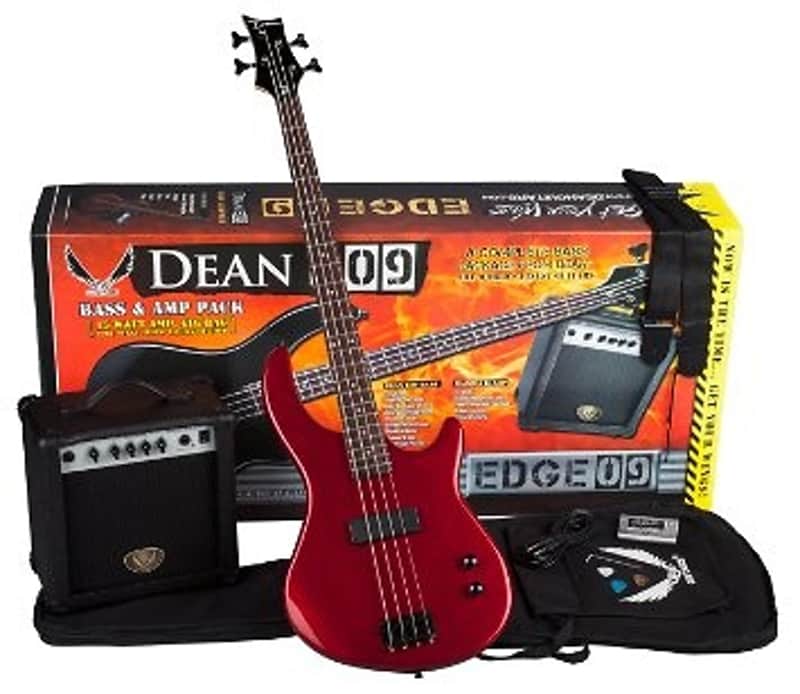 Dean Edge E09 Playmate Bass Guitar Package, Red image 1