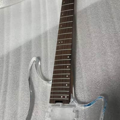24frets 5 piece neck Blue Fade Headless Acrylic Electric Guitar body c Outline image 8