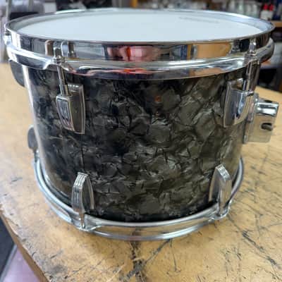 Vintage Ludwig 12"x8" Rack Tom Drum Keystone Badge 1968 Black Oyster Pearl image 5