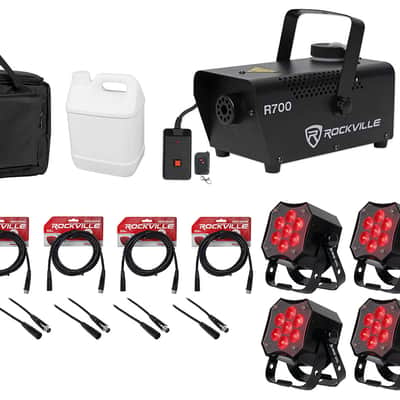 (4) American DJ MOD STQ Compact LED DMX Par Wash Lights w/Remote+Fogger+Cables image 1
