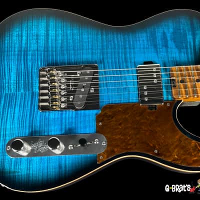 2026 Lucky Dog Evangelist Tele Master Grade Flame Top ~ Transparent Caribbean Blue image 1