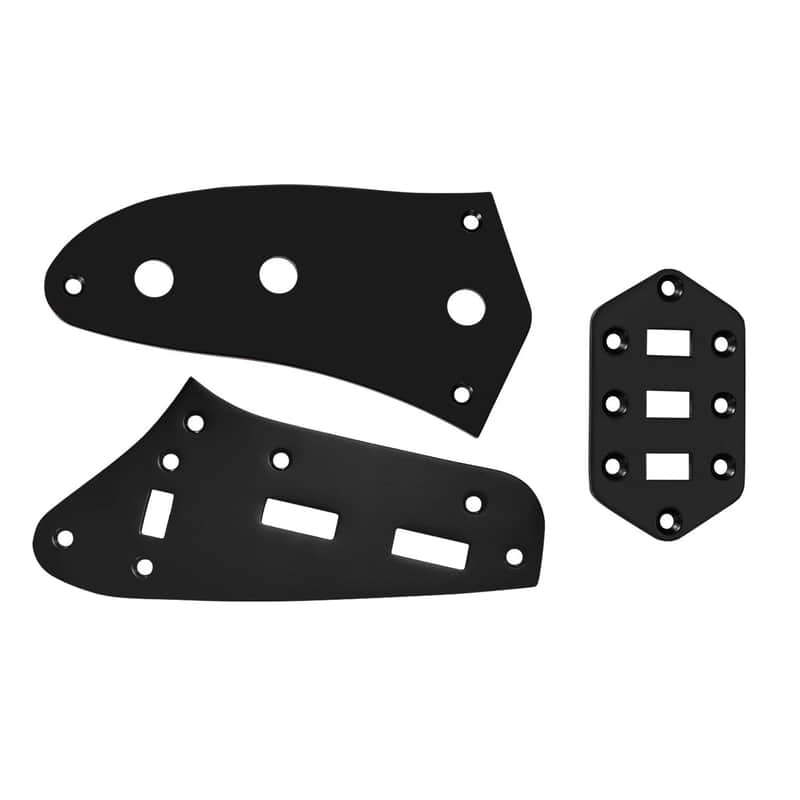 Jaguar Guitar Upper & Lower Control Switch Plate Set fits Fender/Squier - Black image 1