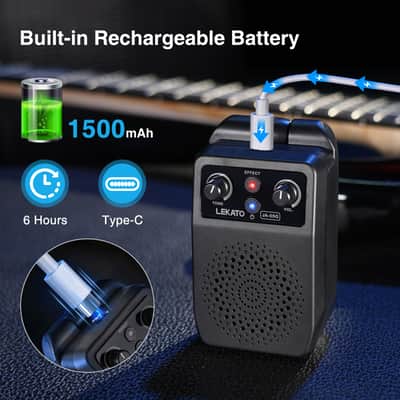 LEKATO Portable Mini Guitar Amp 5W Bluetooth Combo Amplifier Built-in 4 Effects image 3