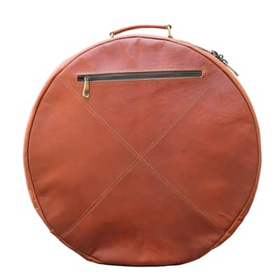 Leather Snare Drum Bag 14 x 5.5" Inch Padded Case with Shoulder Strap and Front Pocket - Brown image 2