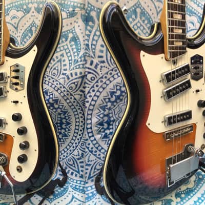 Teisco Silvertone 1445L 1968-9 Aged Vintage Cherry Sunburst image 4