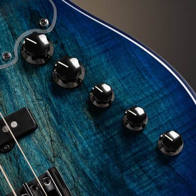 Cort GB-Fusion 4 Blue Burst 4 String Jazz Bass 34" Spalted Maple Luminous Side Dots image 4