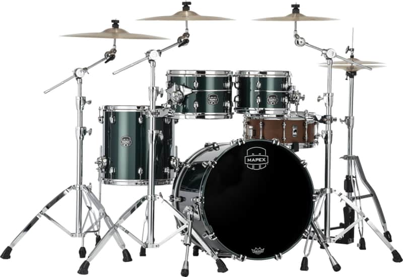 Mapex Saturn Evolution Fusion Maple/Walnut 4-piece Shell Pack - Brunswick Green image 1