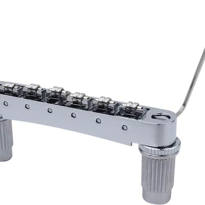 Guitar Tune-O-Matic Roller Saddle Bridge Replacement Part Compatible with Gibson Les Paul LP SG Style 6 String Electric Guitar - GM005, Chrome image 3