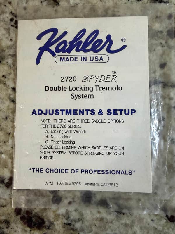 Kahler Manual & Warranty Card 2720 Spider 80s image 1