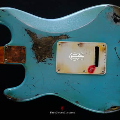 Fender Stratocaster 50th Anniversary Daphne Blue/Silver Aged Relic image 7