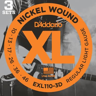 D'Addario EXL110-3D Nickel Wound Electric Guitar Strings, Regular Light, 10-46 - 3 Sets image 1