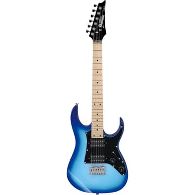 Ibanez GRGM 6-String Solid Body Electric Guitar, Right-Handed, Blue Burst Finish, Mini Size, 24 Frets image 1