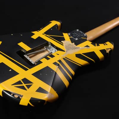 EVH Striped Series Frankenstein Frankie Electric Guitar - Black with Yellow Stripes, Relic 065 image 7
