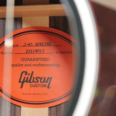 Gibson J-45 Special Custom Shop (Gloss Black Top) image 5