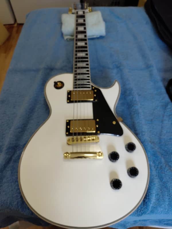 Harley Benton LP - Gloss White Double bound body. Neck and headstock binding. image 1
