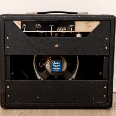 1965 Fender Vibro Champ Vintage Black Panel Tube Amp 1x8, Class A, FEIC image 6