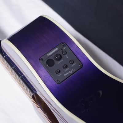 LUNA Flora PassionFlower LEFT HANDED acoustic electric parlor GUITAR - Trans Purple - LEFTY w/ Bag image 7
