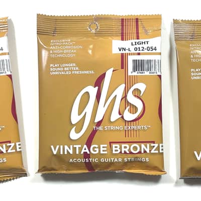 GHS Guitar Strings 3-Pack Acoustic Light 12-54 Vintage Bronze