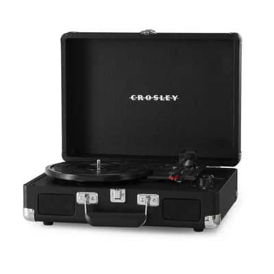 Crosley CR8005DP-BK1 Cruiser Plus Vintage 3-Speed Bluetooth in/Out Suitcase Vinyl Record Player Turntable with Built-in Speakers - Black image 2