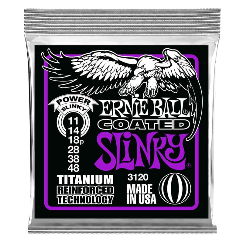 Ernie Ball 11-48 Power Slinky Coated Titanium Electric Guitar Strings image 1