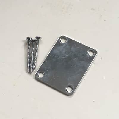 Vintage Aged Relic Neck Plate Electric Guitar Chrome Neckplate MIJ + 3 Screws image 2