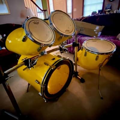 Vintage North Drums 4pc drum Kit 1970's,Yellow. Refurbished by Blonde Knuckle Custom Drums Works image 3
