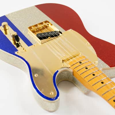 Fender Buck Owens Telecaster Electric Guitar - Red, Silver, and Blue Sparkle image 4