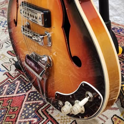 Silvertone/Teisco 1445 Sunburst Thinline Hollowbody 1960s Japan image 5