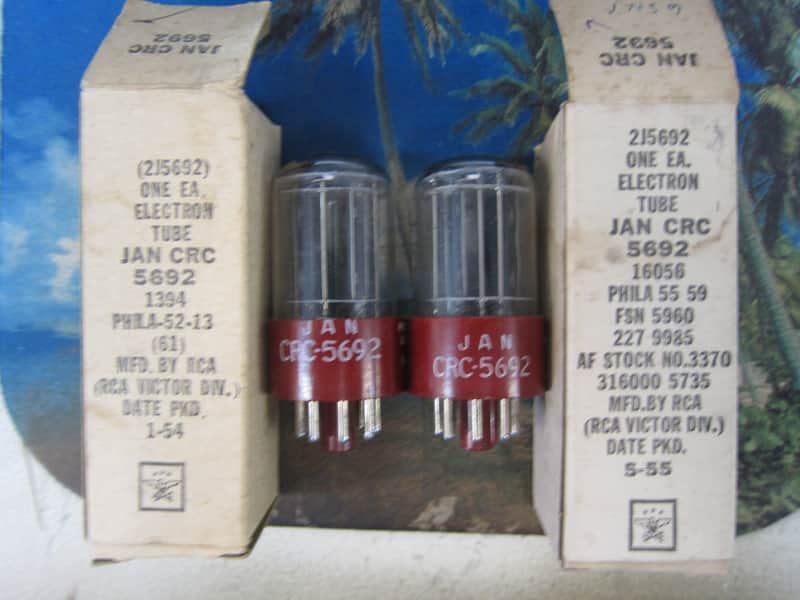 Pr NOS RCA JAN CRC 5692 6SN7 Red Base Vintage Tubes,NEW,Military Spec,Ex Sound,Ex Quality,1950s,Test New/Balanced Triodes image 1