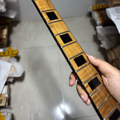 black blocks Inlay binding 22fret Roasted Flame Maple satin Electric guitar neck image 7