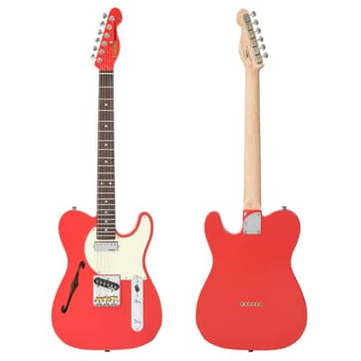 Vintage ReIssued Series V72FR Tele Style Semi-Hollow Body Guitar - Firenza Red image 1