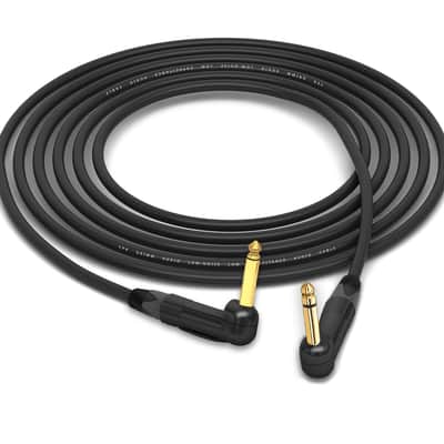 Grimm TPR Instrument Cable | Guitar Bass & Keyboard w/ Neutrik Gold 90�� 1/4" TS | Black 35 Feet image 1