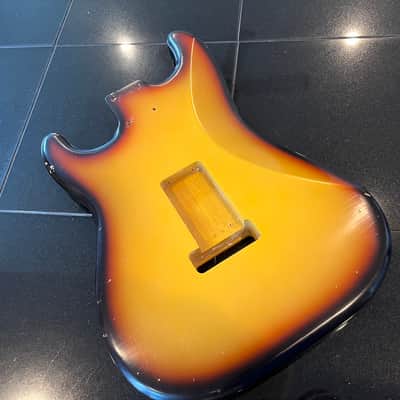 MJT Vintage Aged Nitro Guitar Body VTS 3 Tone Burst Body Only No  Parts Incuded image 17