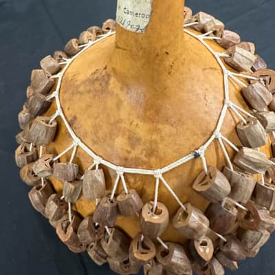 Cameroon African Shekere, Gourd Rattle, Handmade 11" x 8" - MINT image 5