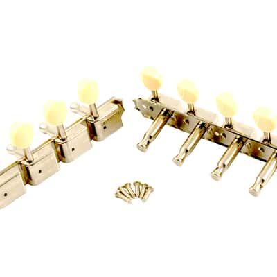 Kluson Supreme A Type Nickel Mandolin tuners, 18:1 Ratio, Bone Buttons KTSM-A-NI image 2