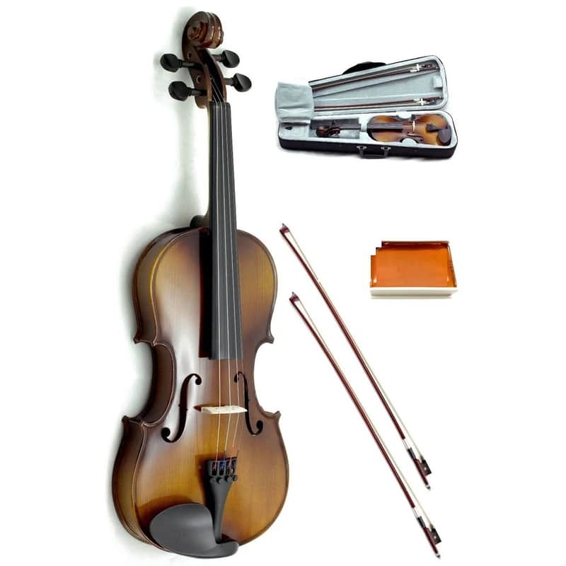 New 1/2 Solid Wood Violin w Case , 2 Brazilwood Bows & Rosin image 1