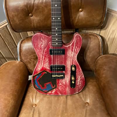 RS Guitarworks Paulowina tele custom made for matco tools. one off featherlite - see through red image 2