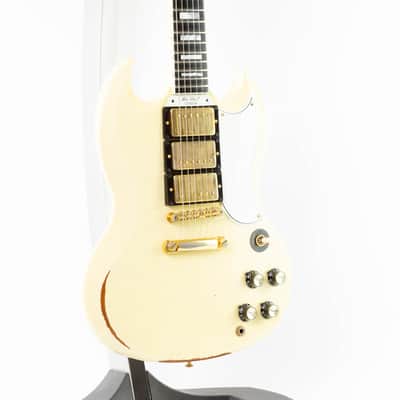 Gibson Custom Shop Historic SG Custom 3 PU 2019 - Classic White Heavy Aged image 7