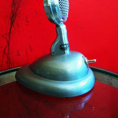 Vintage RARE 1940's Shure 70ST crystal microphone satin chrome w Shure S-36 stand 55 55S image 3