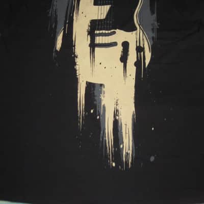 new with Fender paper hang tag A+ shape genuine Fender Custom Shop "Taking Over Me" Size XX-Large (XXL) short sleeve T-Shirt, 100% Cotton -- Black Shirt with Distressed Tan, Gray, & Black Graphic -- Fender P.N (part #): 9101020806 image 9